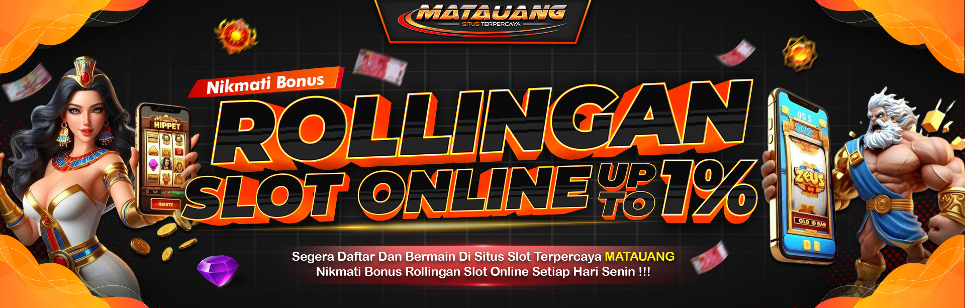 BONUS ROLLINGAN SLOT ONLINE UP TO 1%