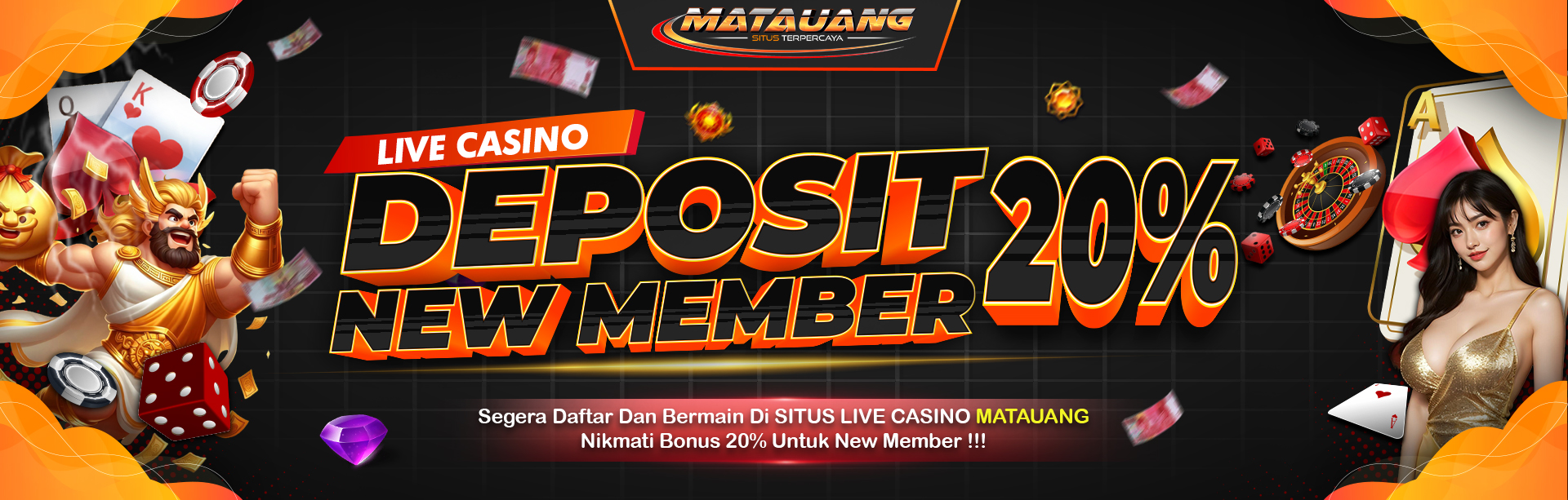 Bonus New Member Live Casino 20%